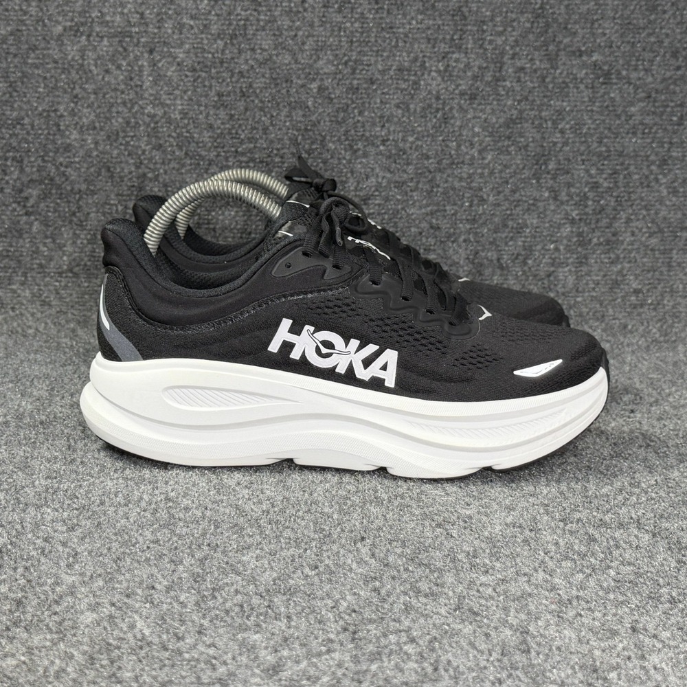 Hoka Bondi 9 Running Shoes Women's 9 Black White Athletic Run Training Sneakers